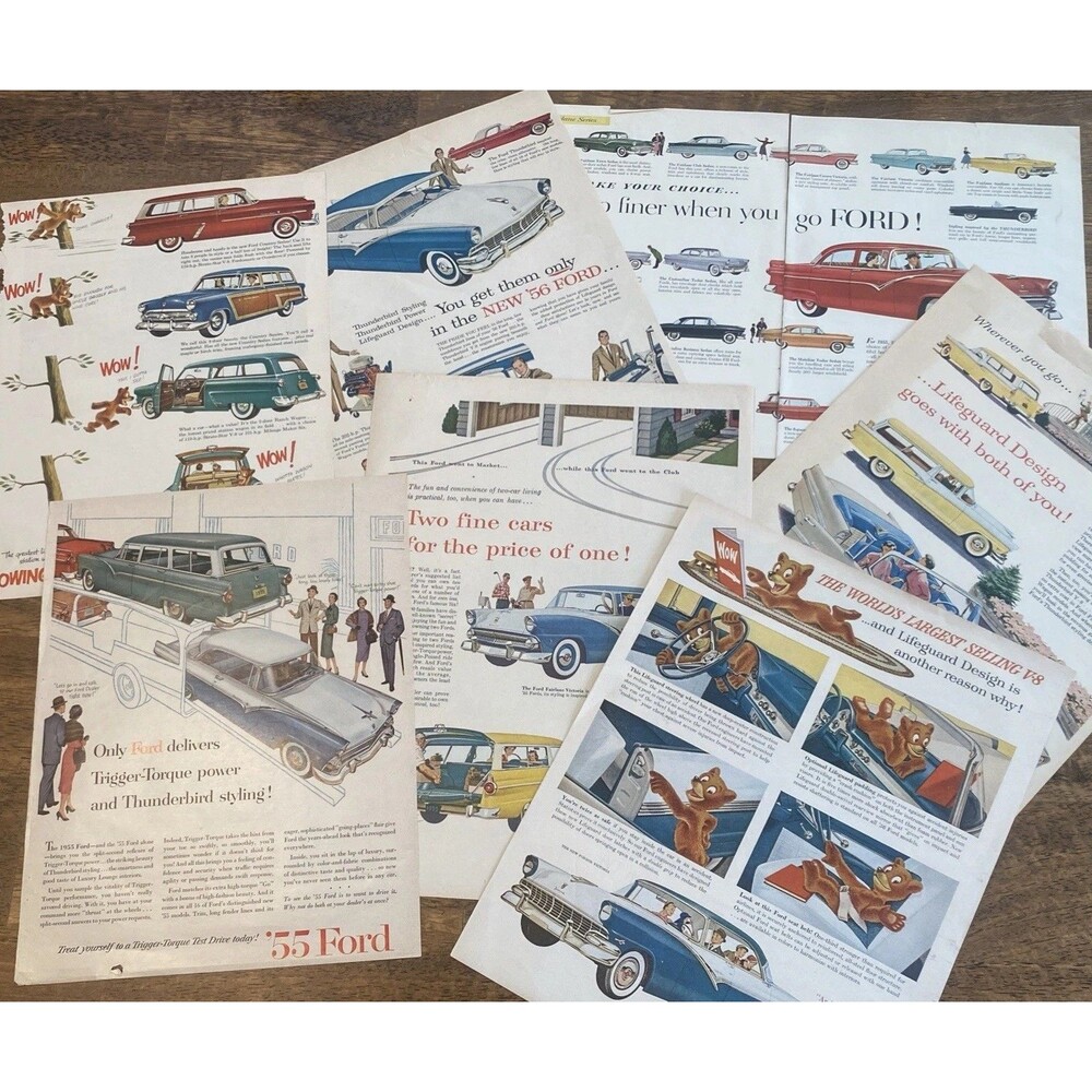 Vintage 1950’s Ford Print Ads Lot of 7 Auto Advertising NICE VARIETY